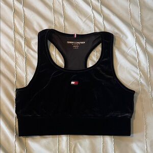 Tommy Hilfiger Women's Black Velour Sports Bra